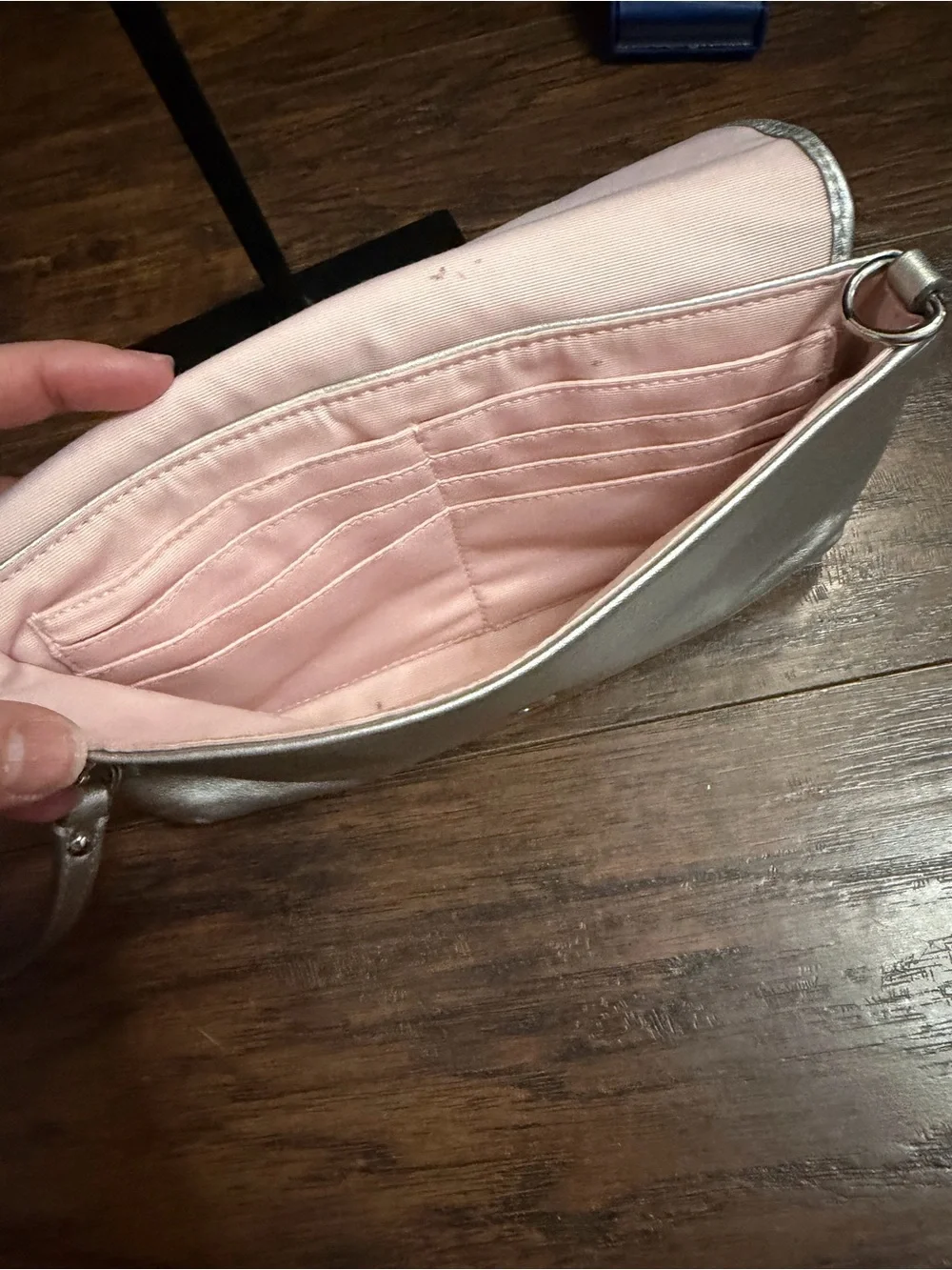 Coach Silver Metallic Leather Wristlet